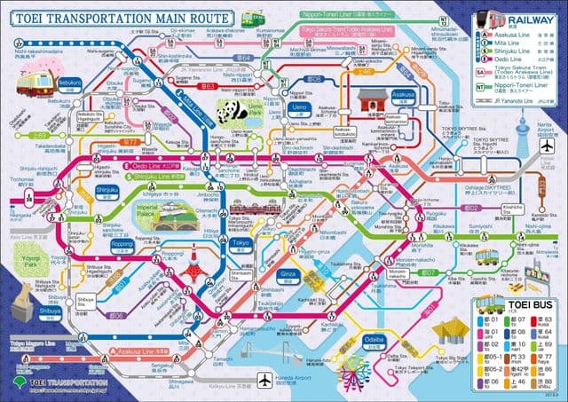 Plattegrond van het busstation van Tokio