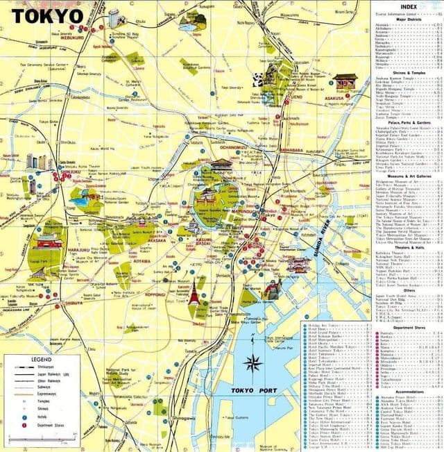 Plattegrond van het centrum van Tokio